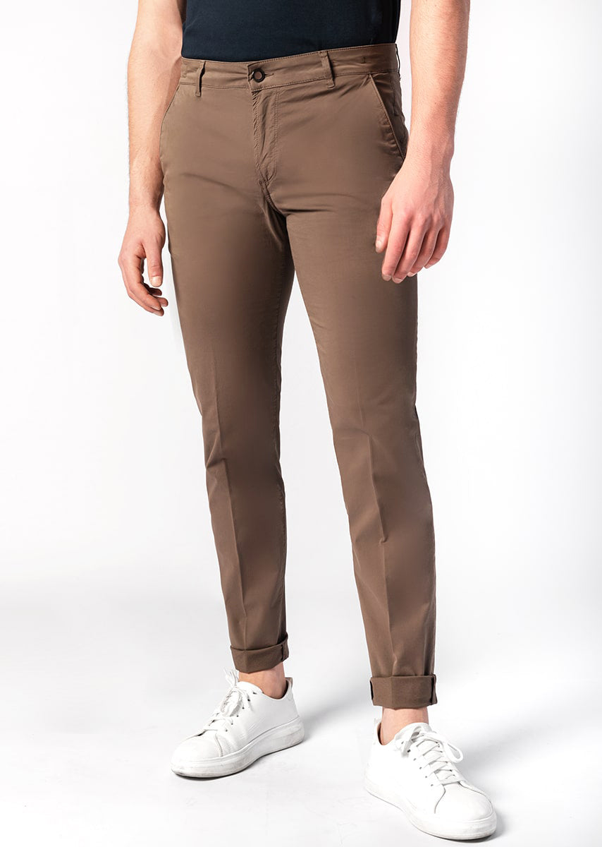 CHINOS REY 17 - Gabardina Leggera Stretch PPT - 09T 781 MOKA TDR