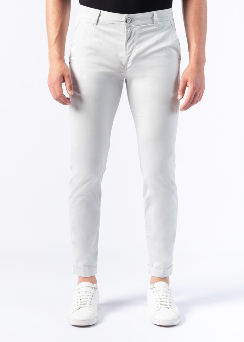 CHINOS SAND - Tessuto Tecnico Stretch PPT High-Performance con Interno Color - N02 915 ARGENTO TDR