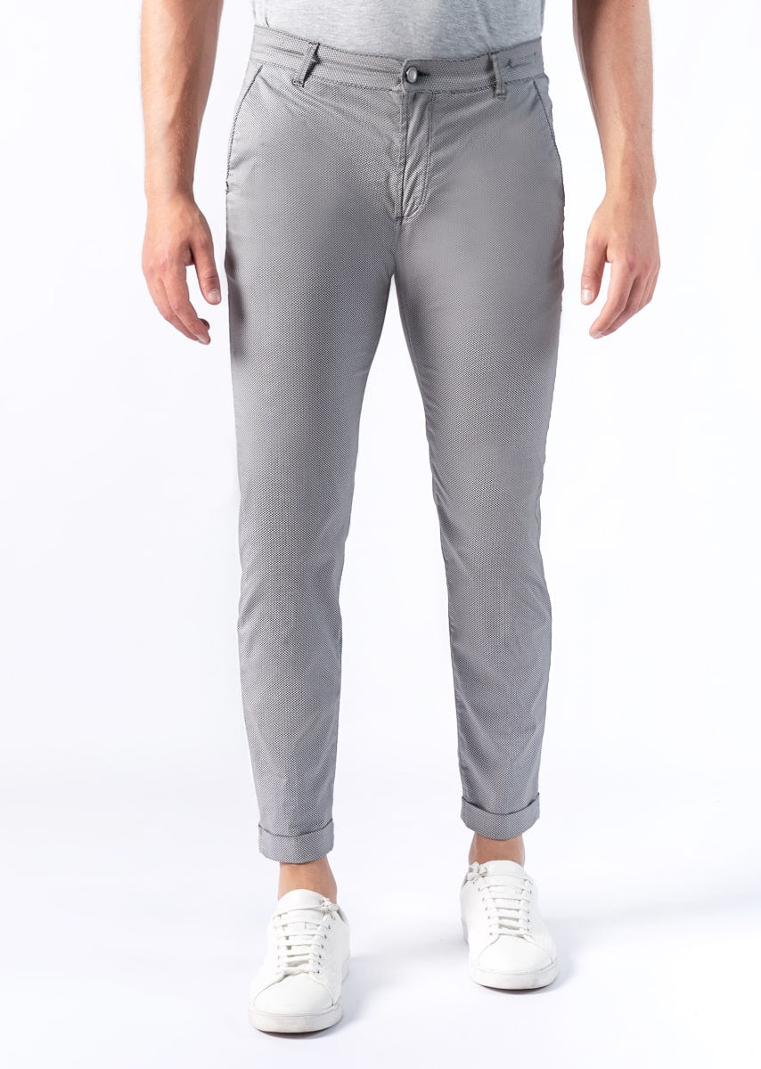 CHINOS SAND - Raso Stretch PPT con stampa disegno Micro Fantasia - N09 924 CEMENTO TDR