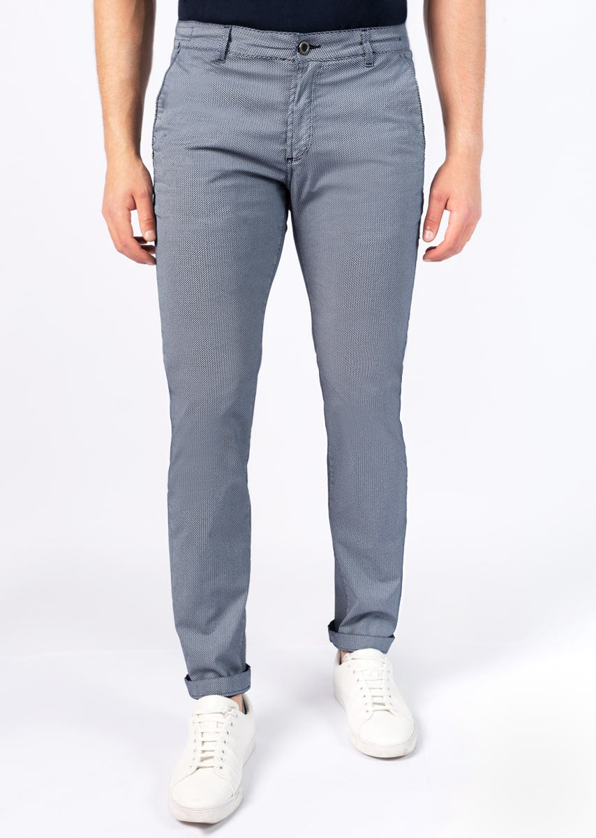 CHINOS REY 17 - Raso Stretch PPT con stampa disegno "Micro fantasia" - N09 883 CLASSIC BLUE TDR TONO CHIARO