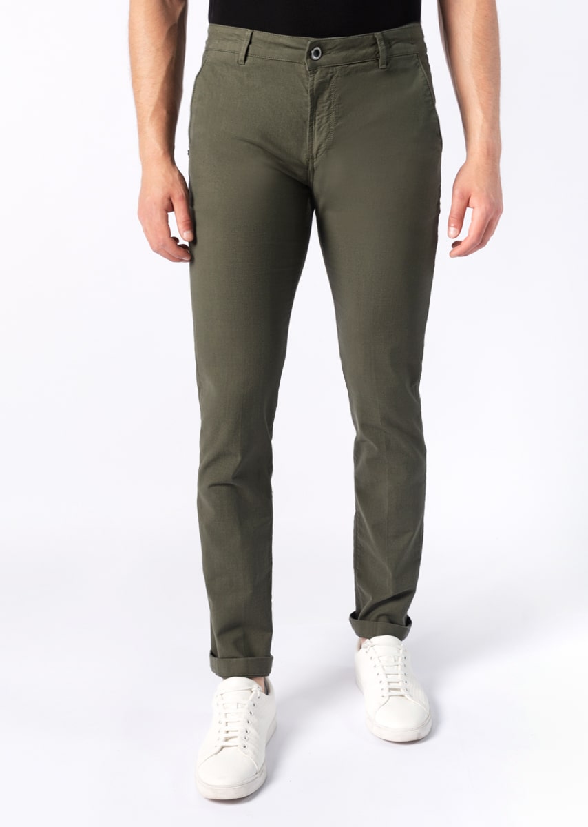 CHINOS REY 17 - Tinto Filo Stretch PPT disegno "Micro fantasia" - F48 652 FLORA TDR