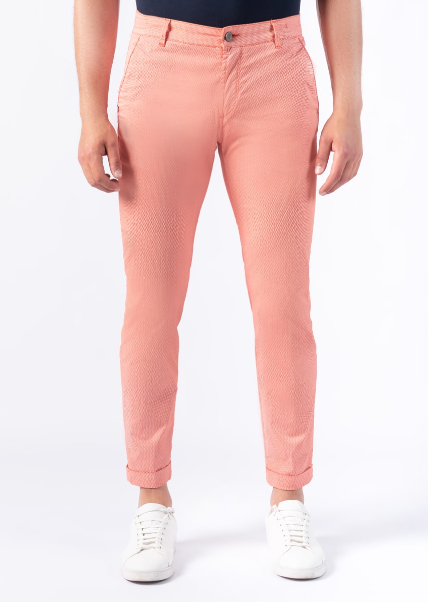 CHINOS SAND - Raso Stretch PPT con stampa disegno "Micro fantasia" - N09 311 CARROT TDR
