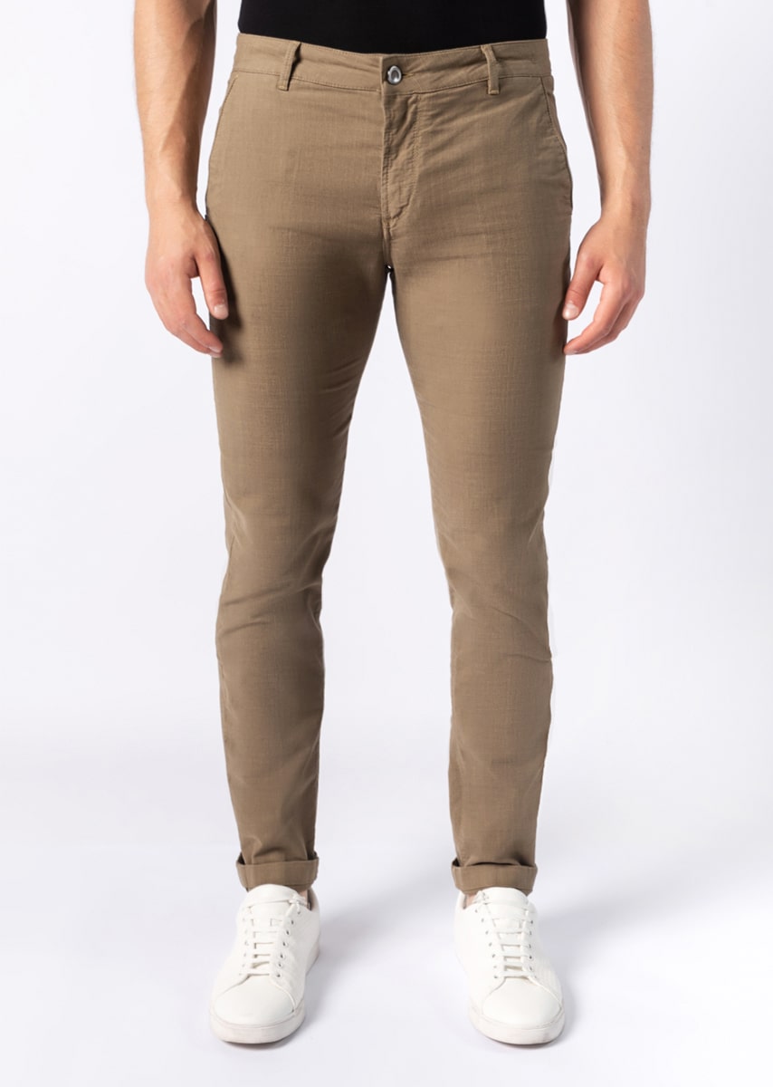 CHINOS REY 17 - Tinto Filo Stretch PPT disegno "Micro fantasia" - F48 727 NUT TDR
