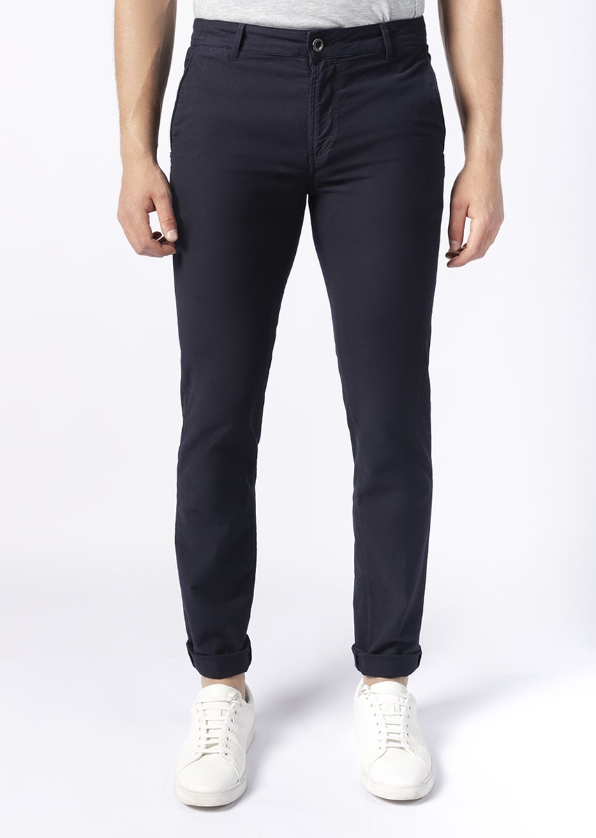 CHINOS REY 17 - Tinto Filo Stretch PPT disegno "Micro fantasia" - F48 883 CLASSIC BLUE TDR