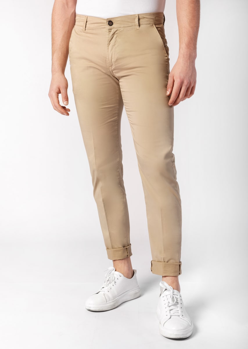 CHINOS REY 17 - Raso Stretch PPT - N21 719 BLEACHED SAND TDR