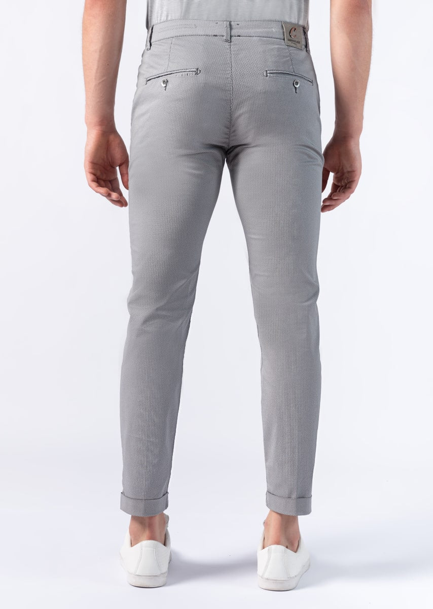 CHINOS SAND - Raso Stretch PPT con stampa disegno Micro Fantasia - N09 924 CEMENTO TDR