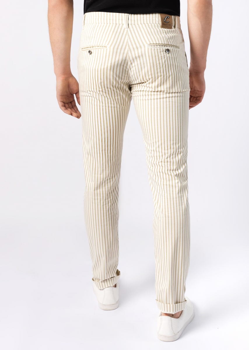 CHINOS REY 17 - Raso Stretch PPT con stampa disegno "Riga" - N10 003 NEVE TDR