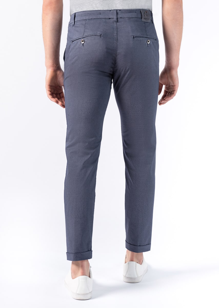 CHINOS SAND - Raso Stretch PPT con stampa disegno Micro Fantasia - N09 883 CLASSIC BLUE TDR