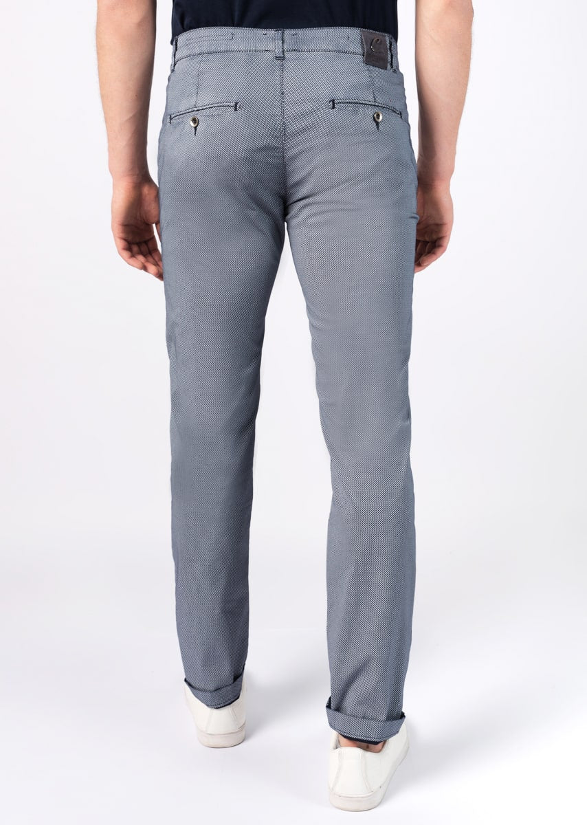 CHINOS REY 17 - Raso Stretch PPT con stampa disegno "Micro fantasia" - N09 883 CLASSIC BLUE TDR TONO CHIARO