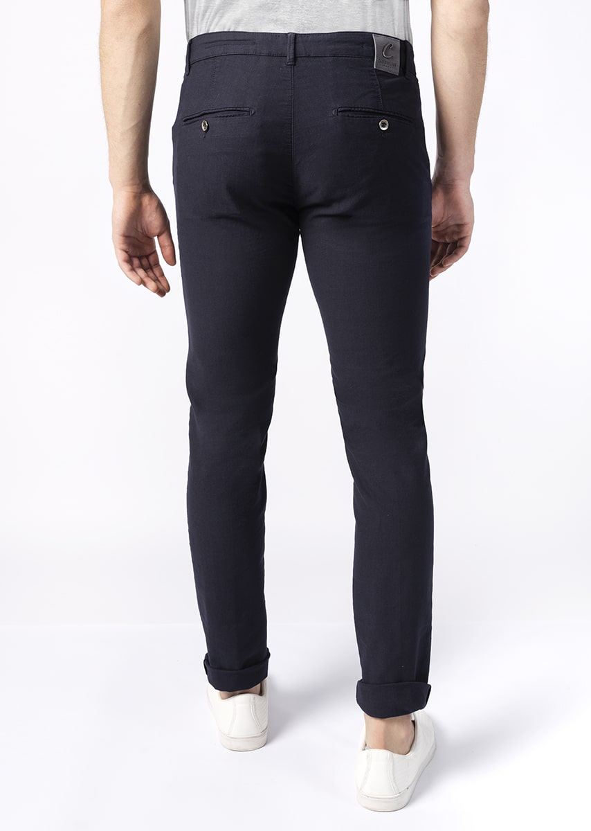 CHINOS REY 17 - Tinto Filo Stretch PPT disegno "Micro fantasia" - F48 883 CLASSIC BLUE TDR