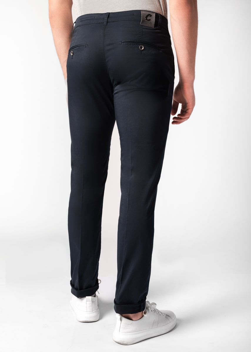 CHINOS REY 17 - Tinto Filo Stretch PPT disegno "Micro Fantasia" - F47 883 CLASSIC BLUE TDR