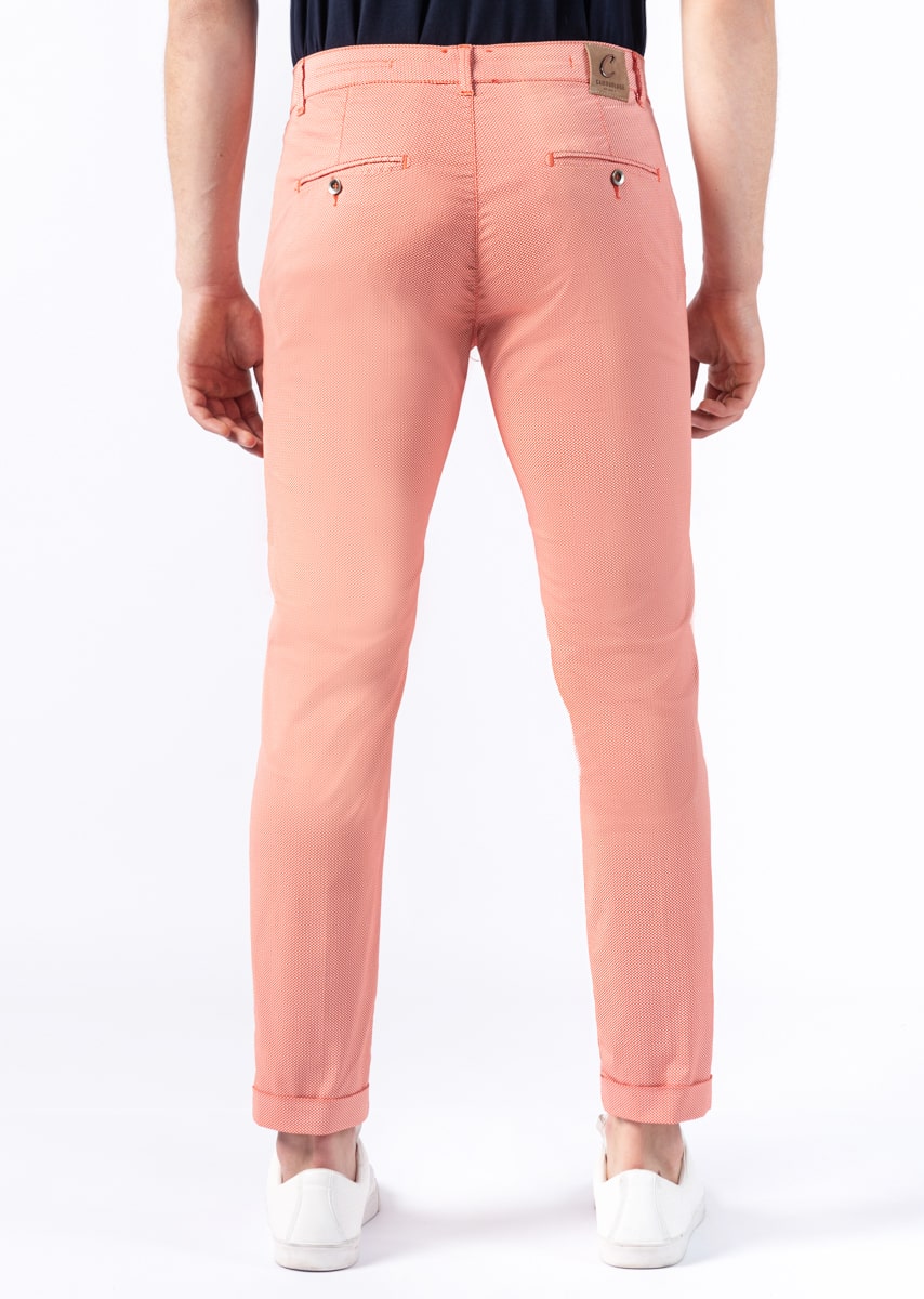CHINOS SAND - Raso Stretch PPT con stampa disegno "Micro fantasia" - N09 311 CARROT TDR