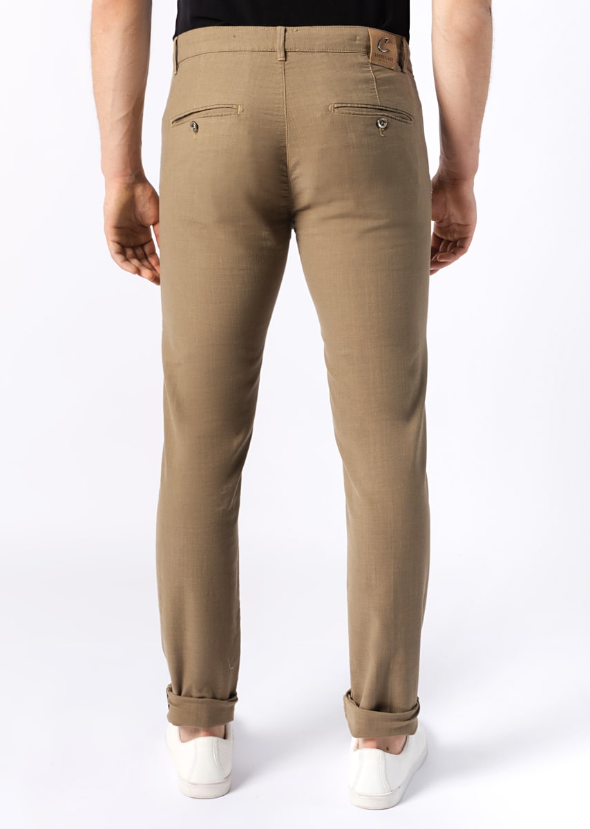 CHINOS REY 17 - Tinto Filo Stretch PPT disegno "Micro fantasia" - F48 727 NUT TDR