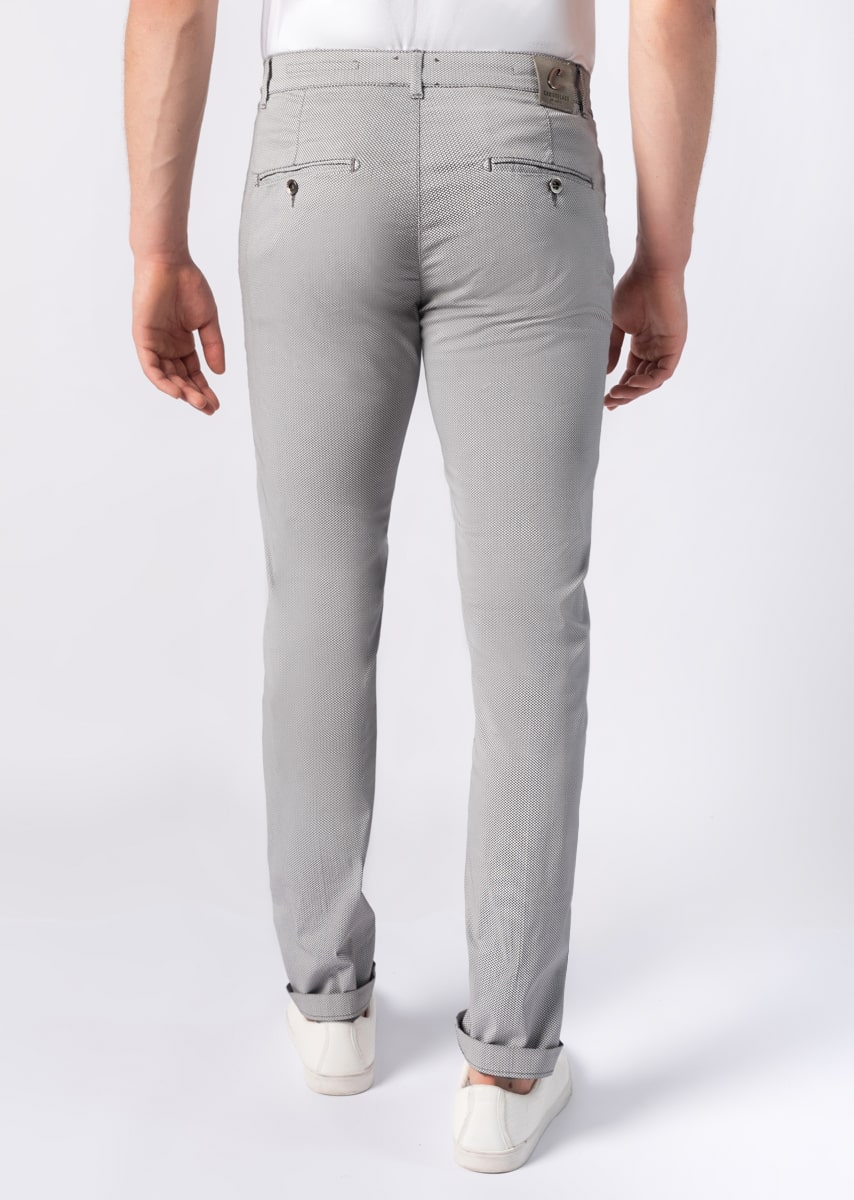 CHINOS REY 17 - Raso Stretch PPT con stampa disegno "Micro fantasia" - N09 924 CEMENTO TDR