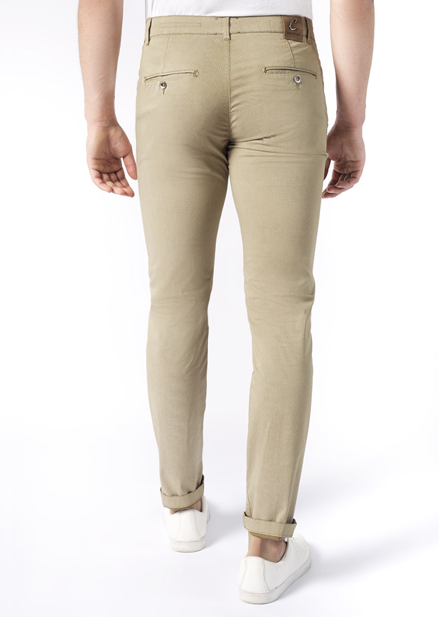 CHINOS REY 17 - Raso Stretch PPT con stampa disegno "Micro fantasia" - N09 727 NUT TDR