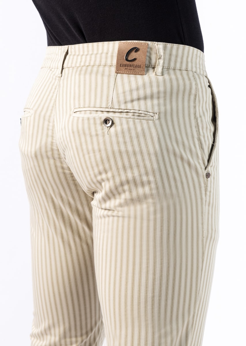 CHINOS SAND - Raso Stretch PPT con stampa disegno "Riga" - N10 009 MASTICE TDR