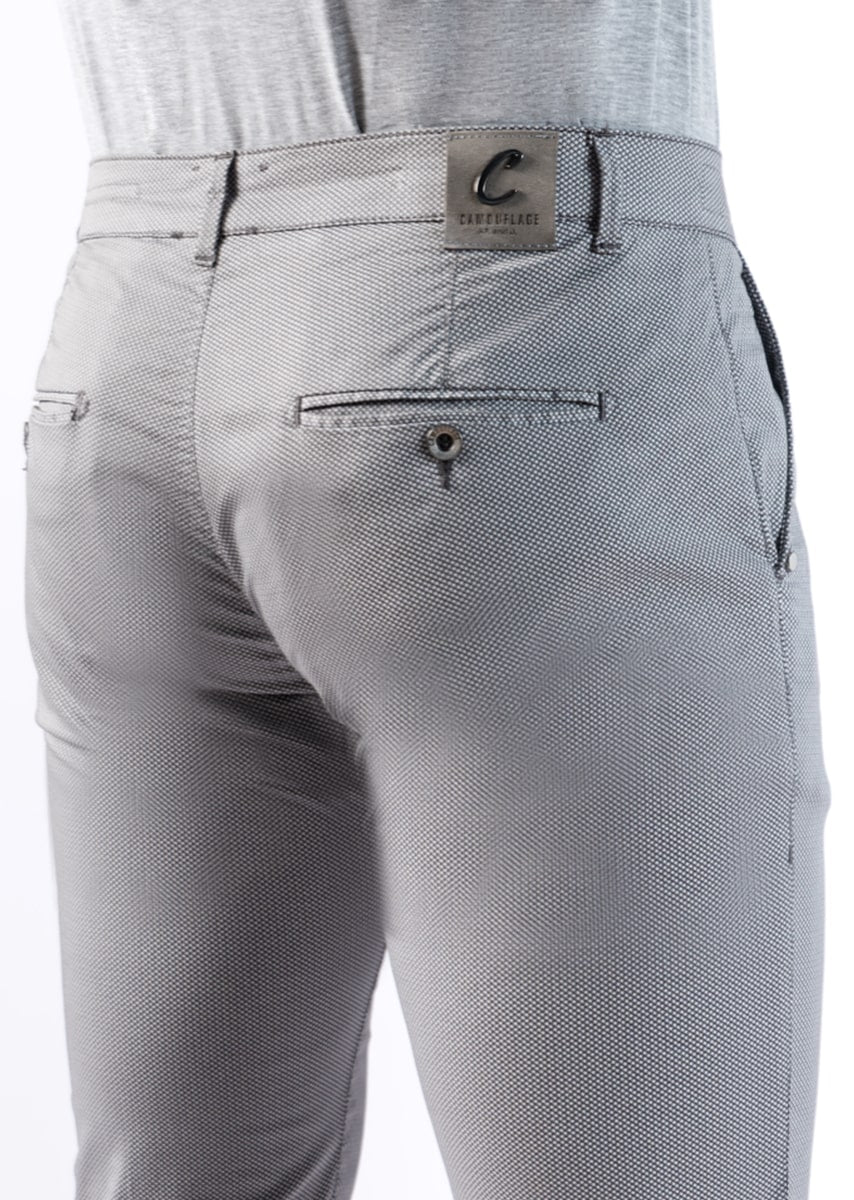 CHINOS SAND - Raso Stretch PPT con stampa disegno Micro Fantasia - N09 924 CEMENTO TDR