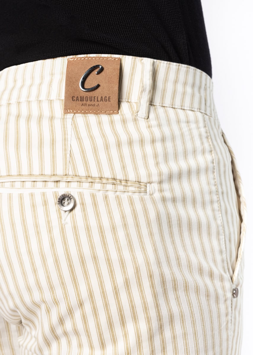 CHINOS REY 17 - Raso Stretch PPT con stampa disegno "Riga" - N10 003 NEVE TDR