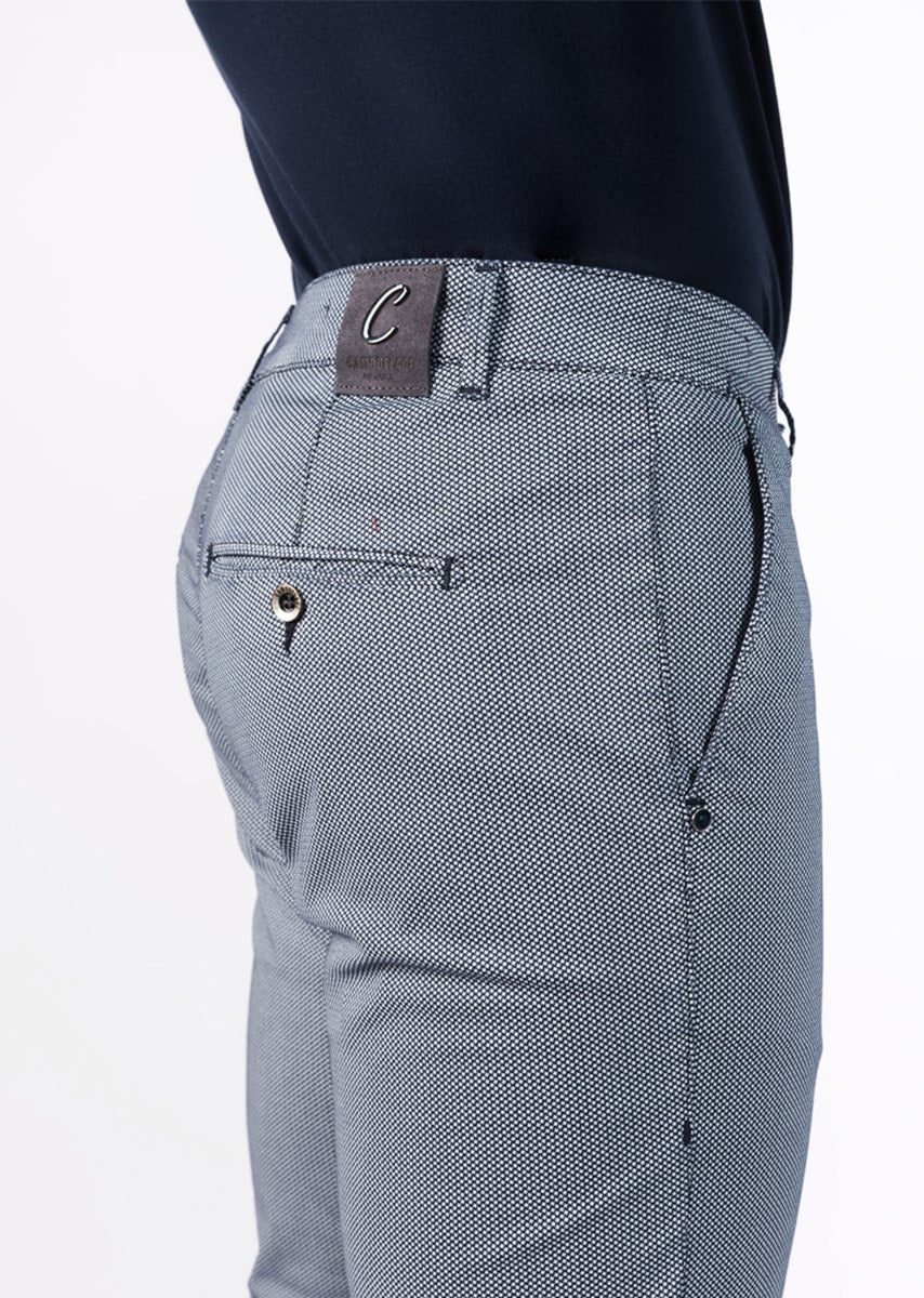 CHINOS REY 17 - Raso Stretch PPT con stampa disegno "Micro fantasia" - N09 883 CLASSIC BLUE TDR TONO CHIARO