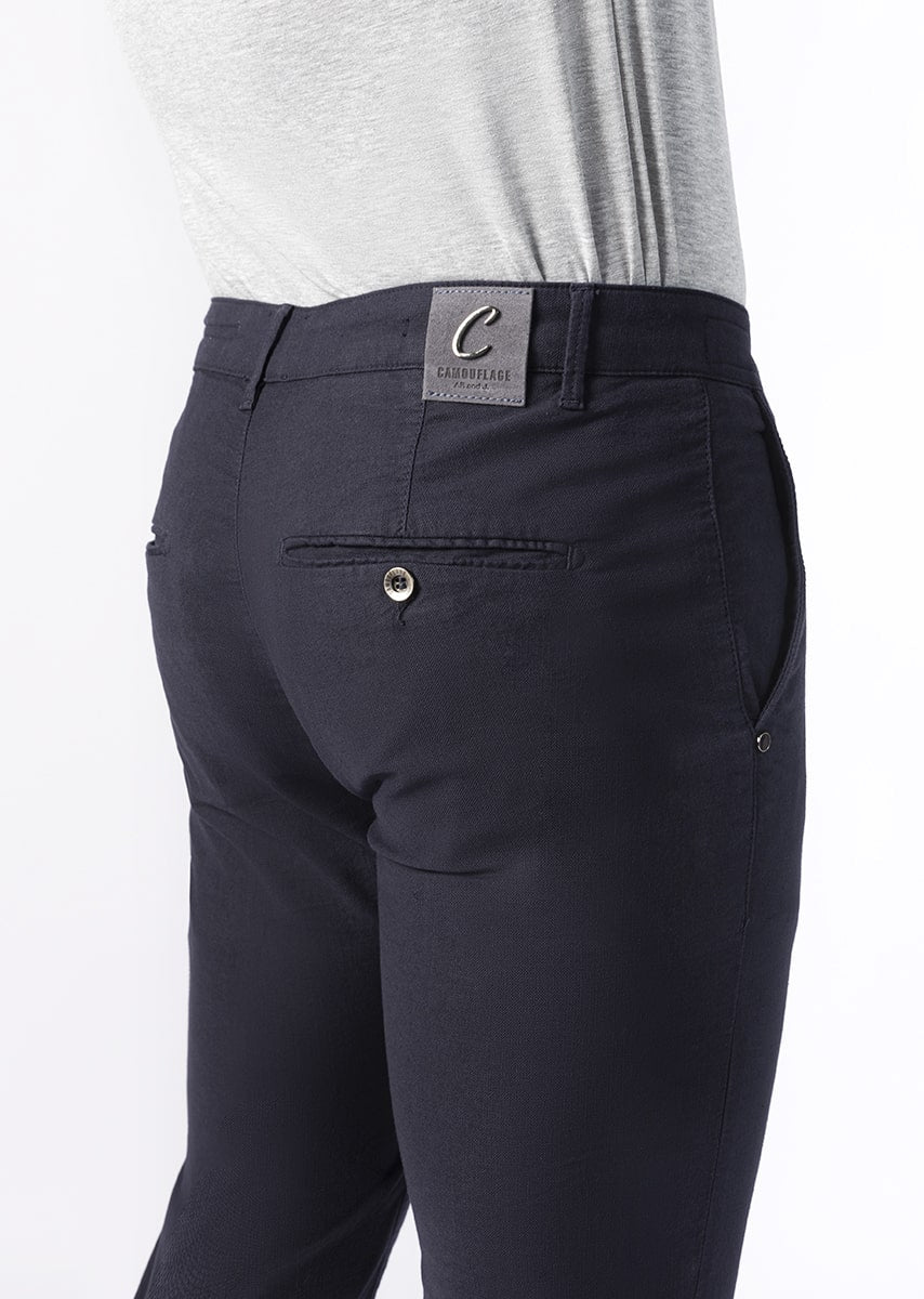 CHINOS REY 17 - Tinto Filo Stretch PPT disegno "Micro fantasia" - F48 883 CLASSIC BLUE TDR