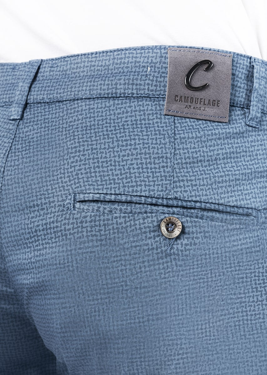 CHINOS REY 17 - Raso Stretch PPT con stampa disegno "Spina Di Pesce" - N15 828 CLOUD TDR