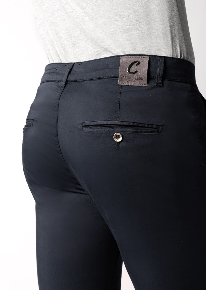 CHINOS REY 17 - Tinto Filo Stretch PPT disegno "Micro Fantasia" - F47 883 CLASSIC BLUE TDR