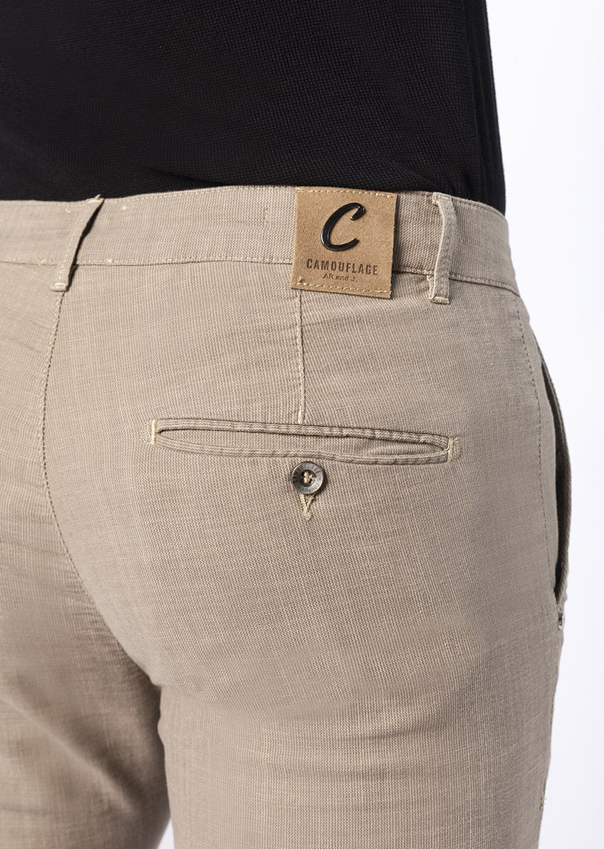 CHINOS REY - Tinto Filo Stretch PPT disegno "microfantasia" - F48-719 BLEACHED SAND TDR
