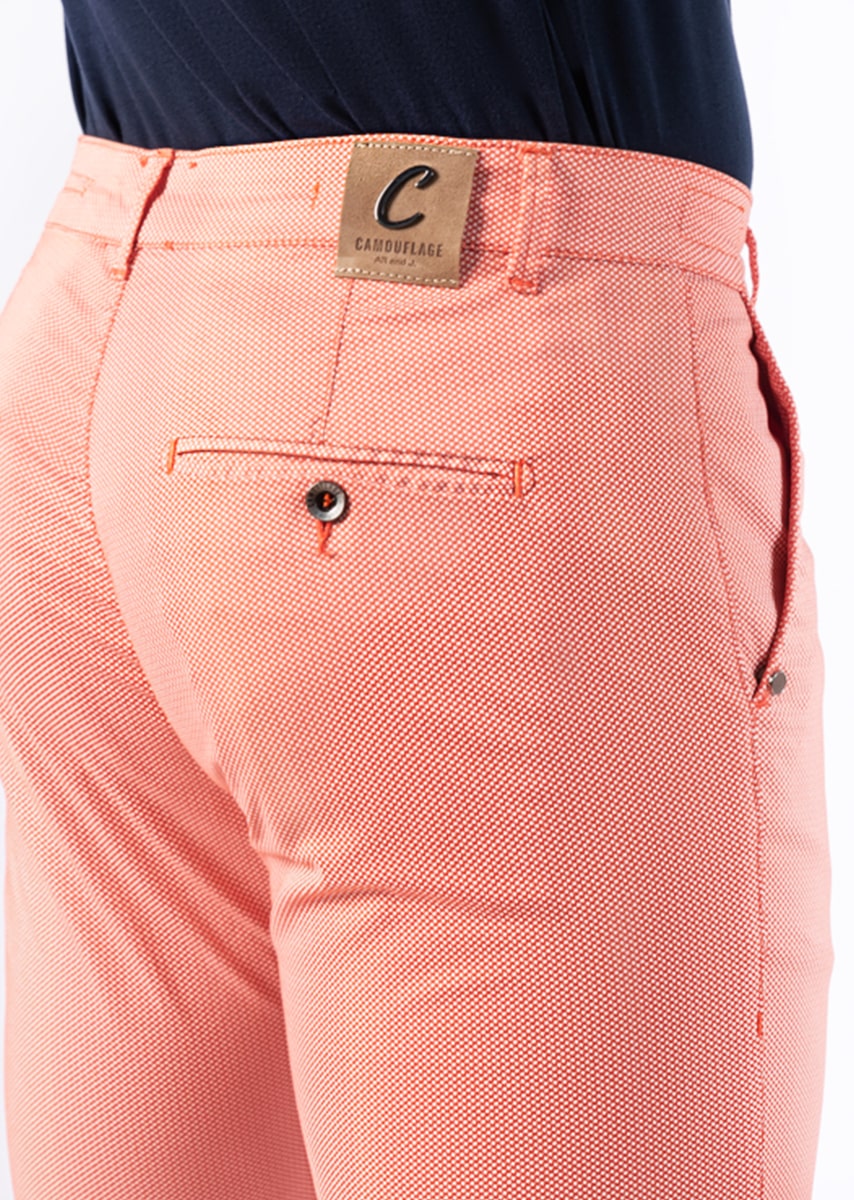 CHINOS SAND - Raso Stretch PPT con stampa disegno "Micro fantasia" - N09 311 CARROT TDR