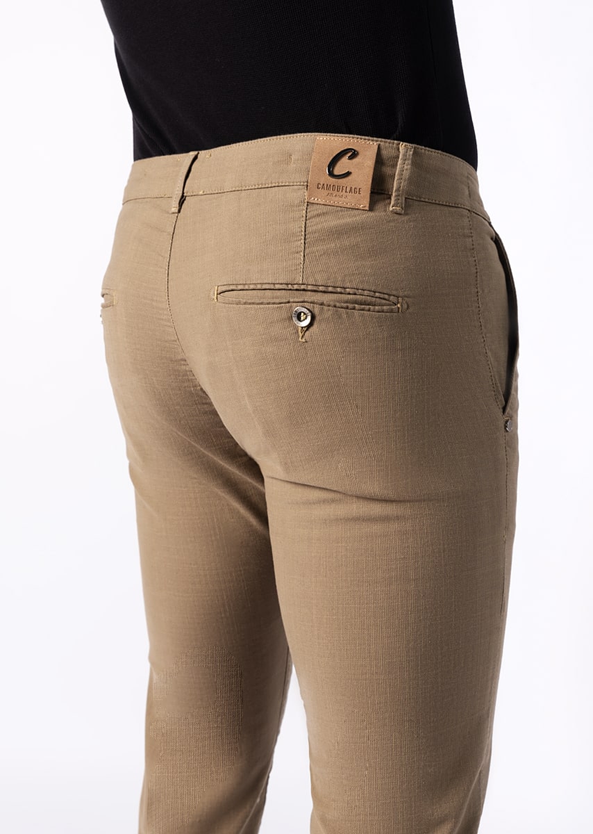 CHINOS REY 17 - Tinto Filo Stretch PPT disegno "Micro fantasia" - F48 727 NUT TDR