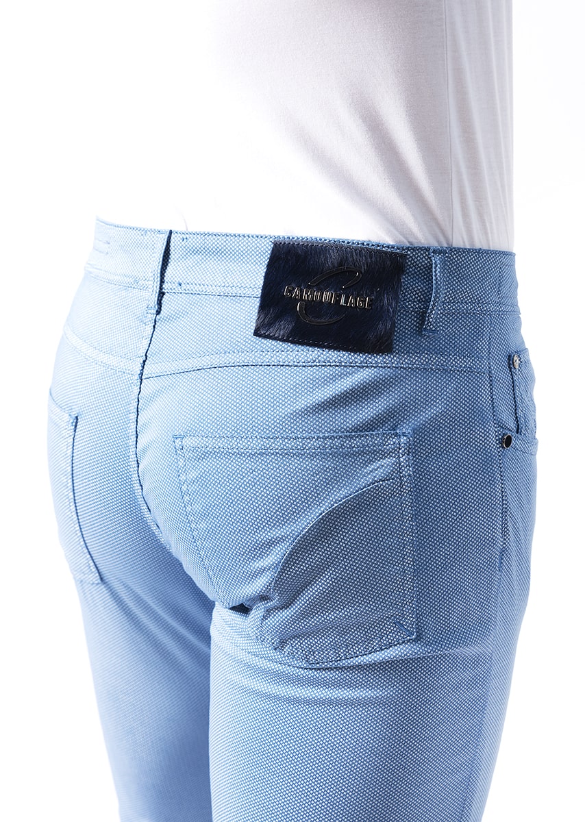 BEST FIVE - Raso Stretch PPT con stampa disegno Micro fantasia - N09 824 BLU CALIFORNIA TDR