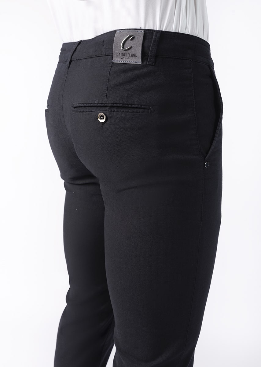 CHINOS REY 17 - Tinto Filo Stretch PPT disegno "Micro fantasia" - F48 882 BLU NOTTE TDR
