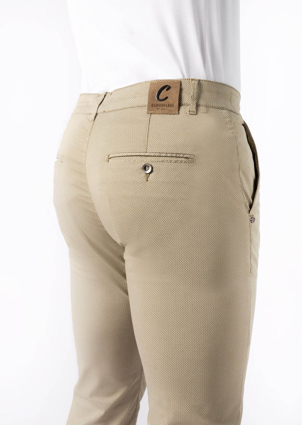 CHINOS REY 17 - Raso Stretch PPT con stampa disegno "Micro fantasia" - N09 727 NUT TDR