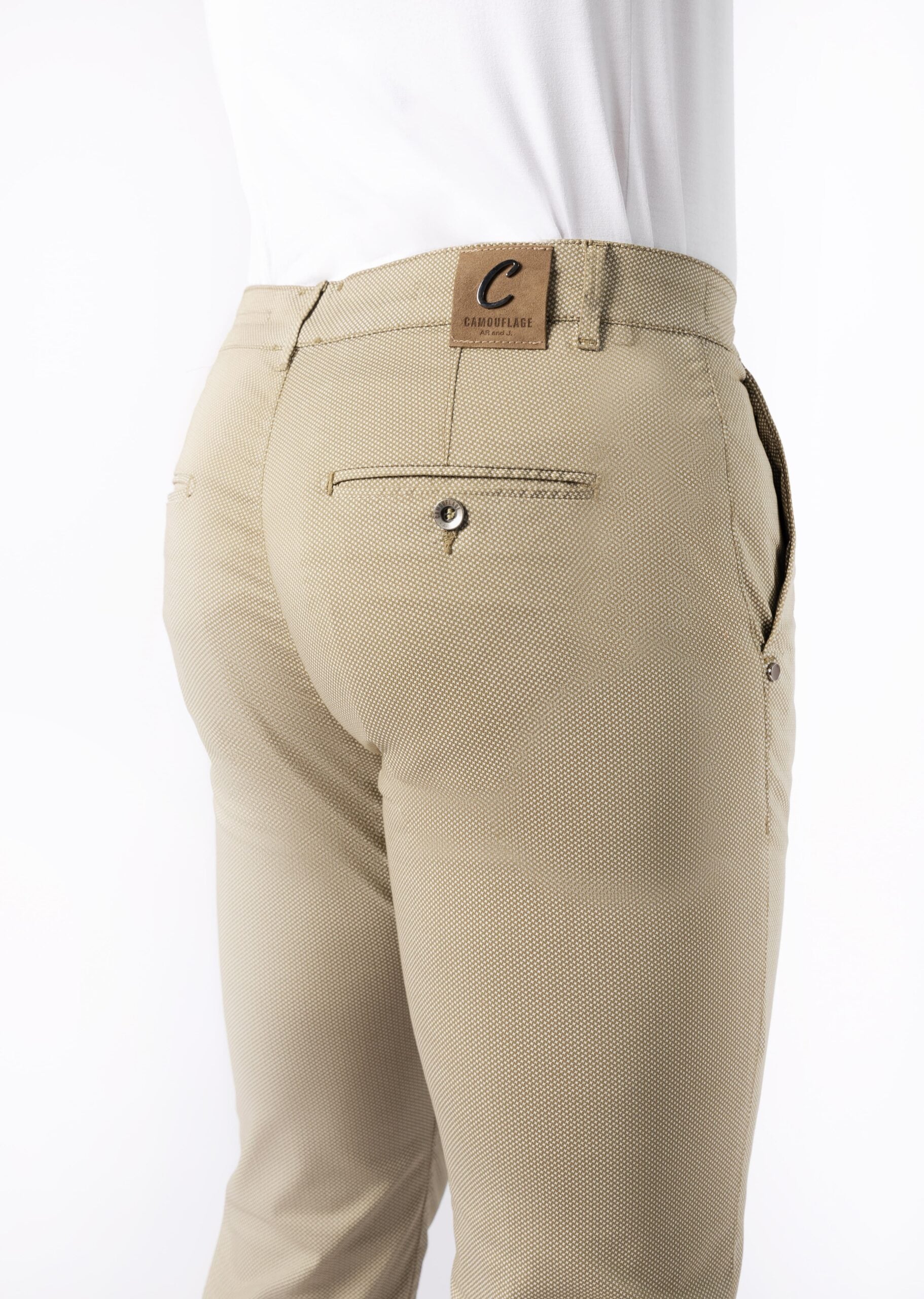 CHINOS REY 17 - Raso Stretch PPT con stampa disegno "Micro fantasia" - N09 727 NUT TDR