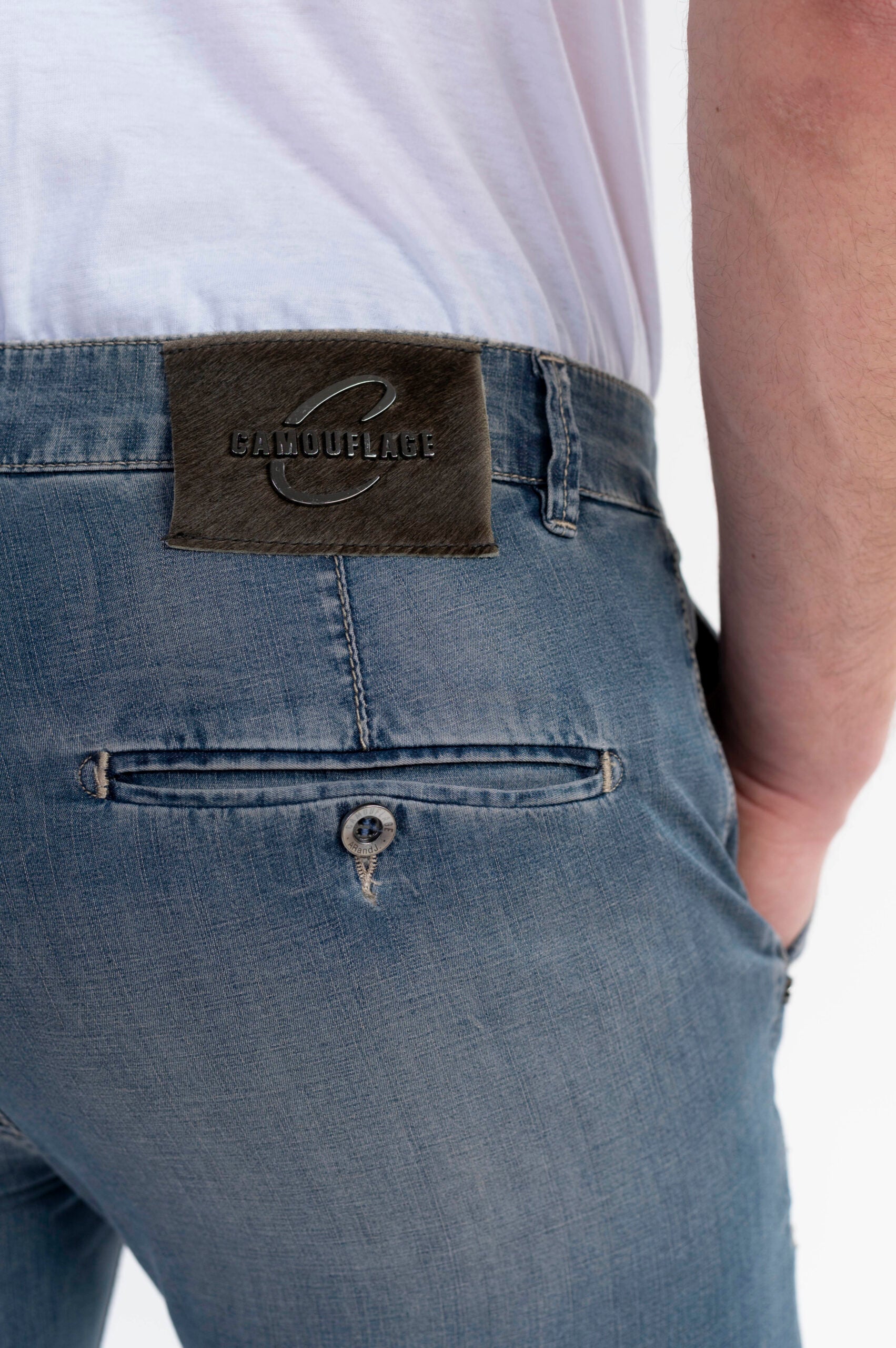 CHINOS REY - Blu Denim Stretch Cotone/Lino Ultra Light - D18 A392