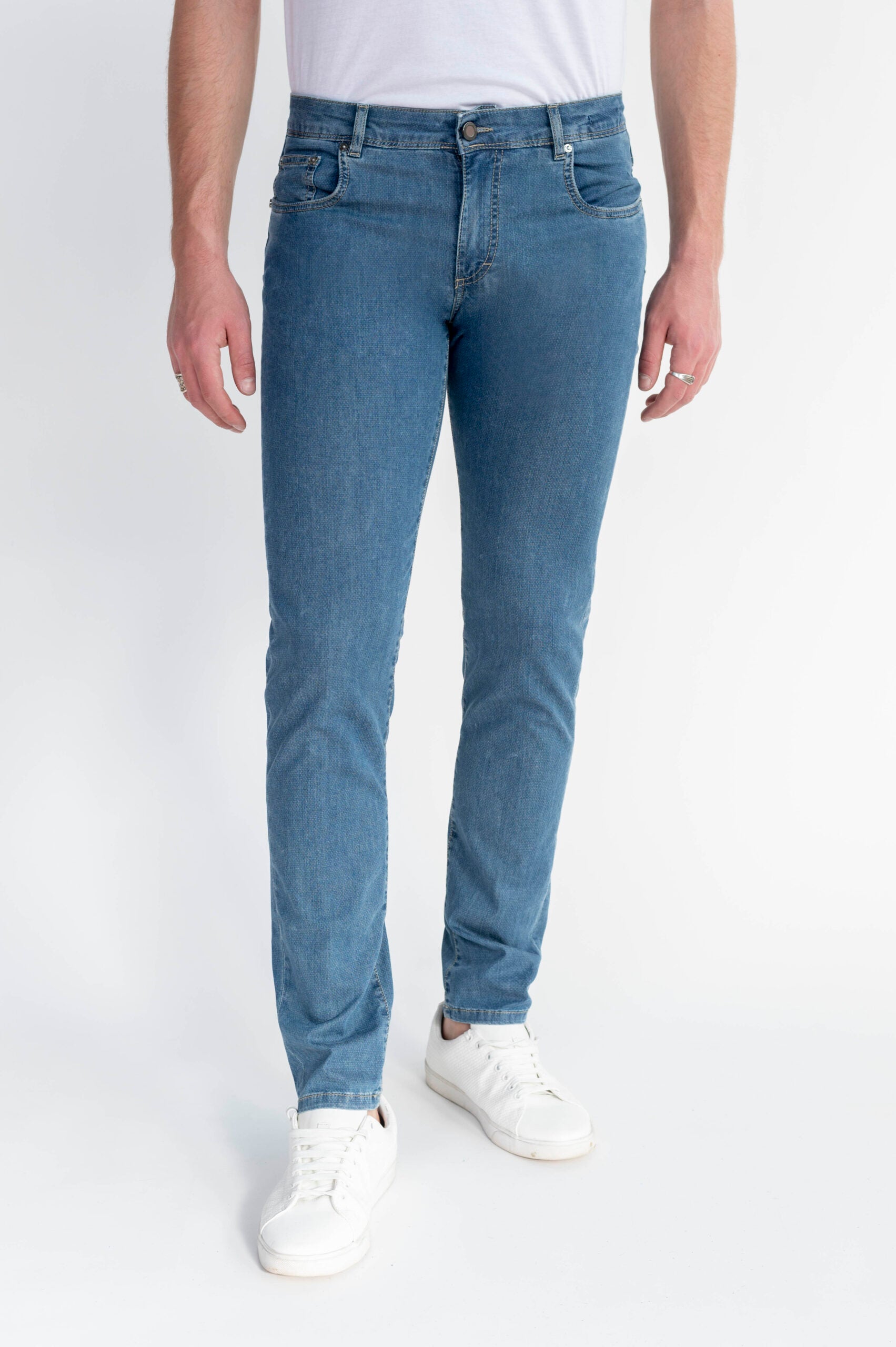BEST FIVE - Blu Denim Stretch Ultra Light con Micro Disegno - D41 A379