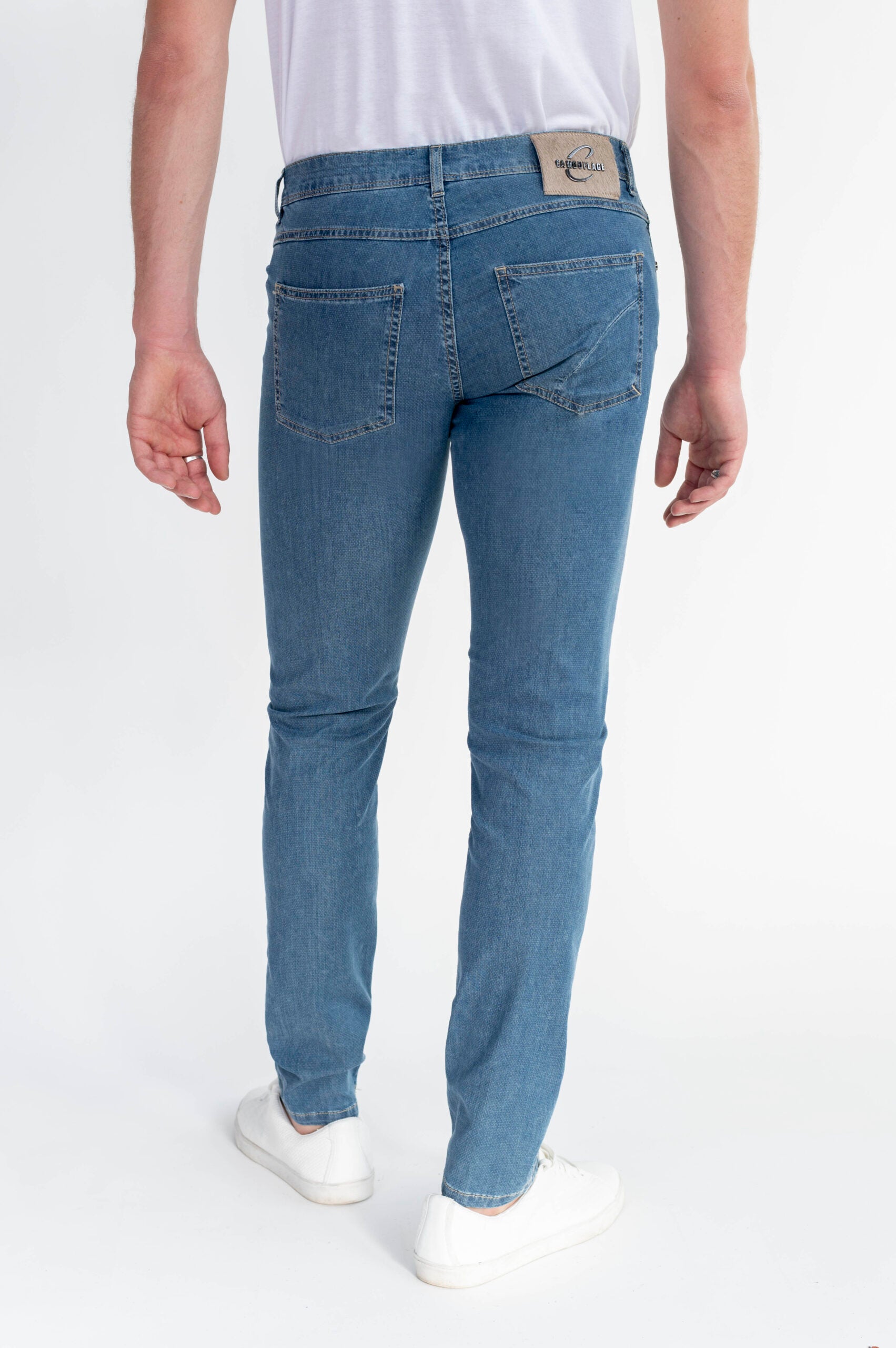 BEST FIVE - Blu Denim Stretch Ultra Light con Micro Disegno - D41 A379