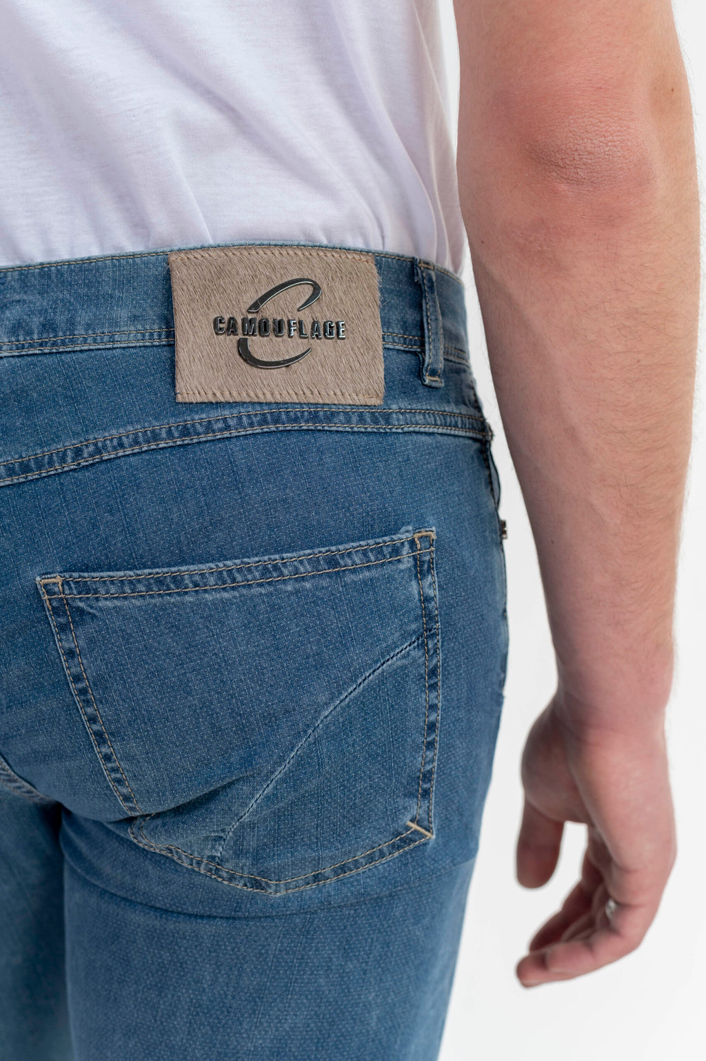 BEST FIVE - Blu Denim Stretch Ultra Light con Micro Disegno - D41 A379