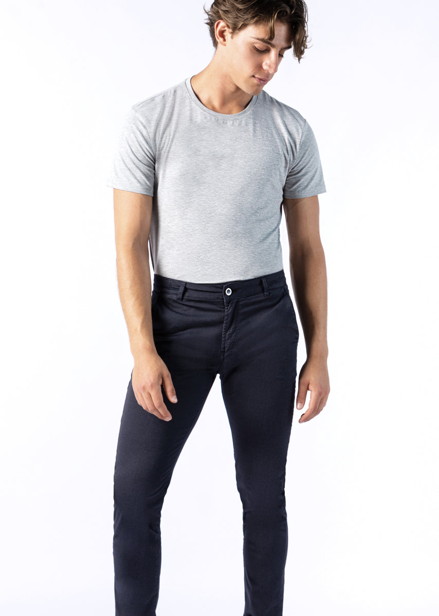 CHINOS SAND - Tinto Filo Stretch PPT disegno "Micro fantasia" - F47 883 CLASSIC BLUE TDR
