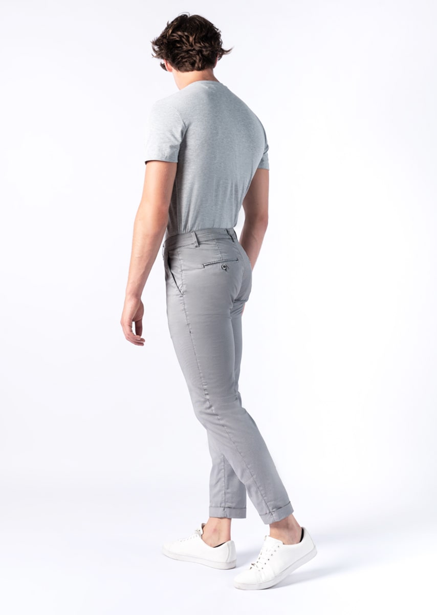 CHINOS SAND - Raso Stretch PPT con stampa disegno Micro Fantasia - N09 924 CEMENTO TDR