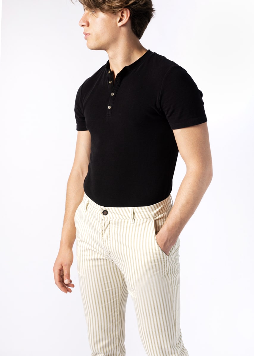 CHINOS REY 17 - Raso Stretch PPT con stampa disegno "Riga" - N10 003 NEVE TDR