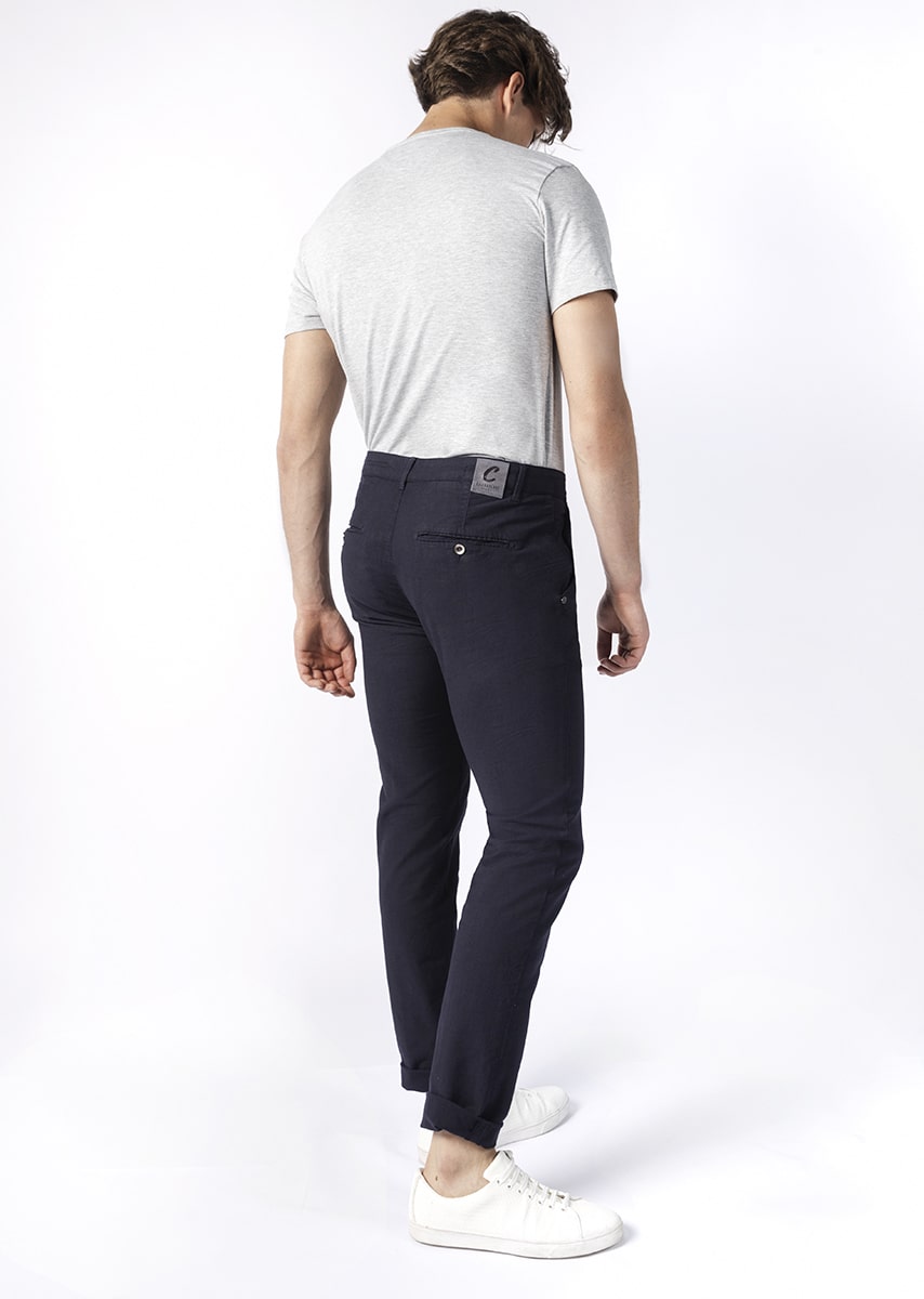 CHINOS REY 17 - Tinto Filo Stretch PPT disegno "Micro fantasia" - F48 883 CLASSIC BLUE TDR