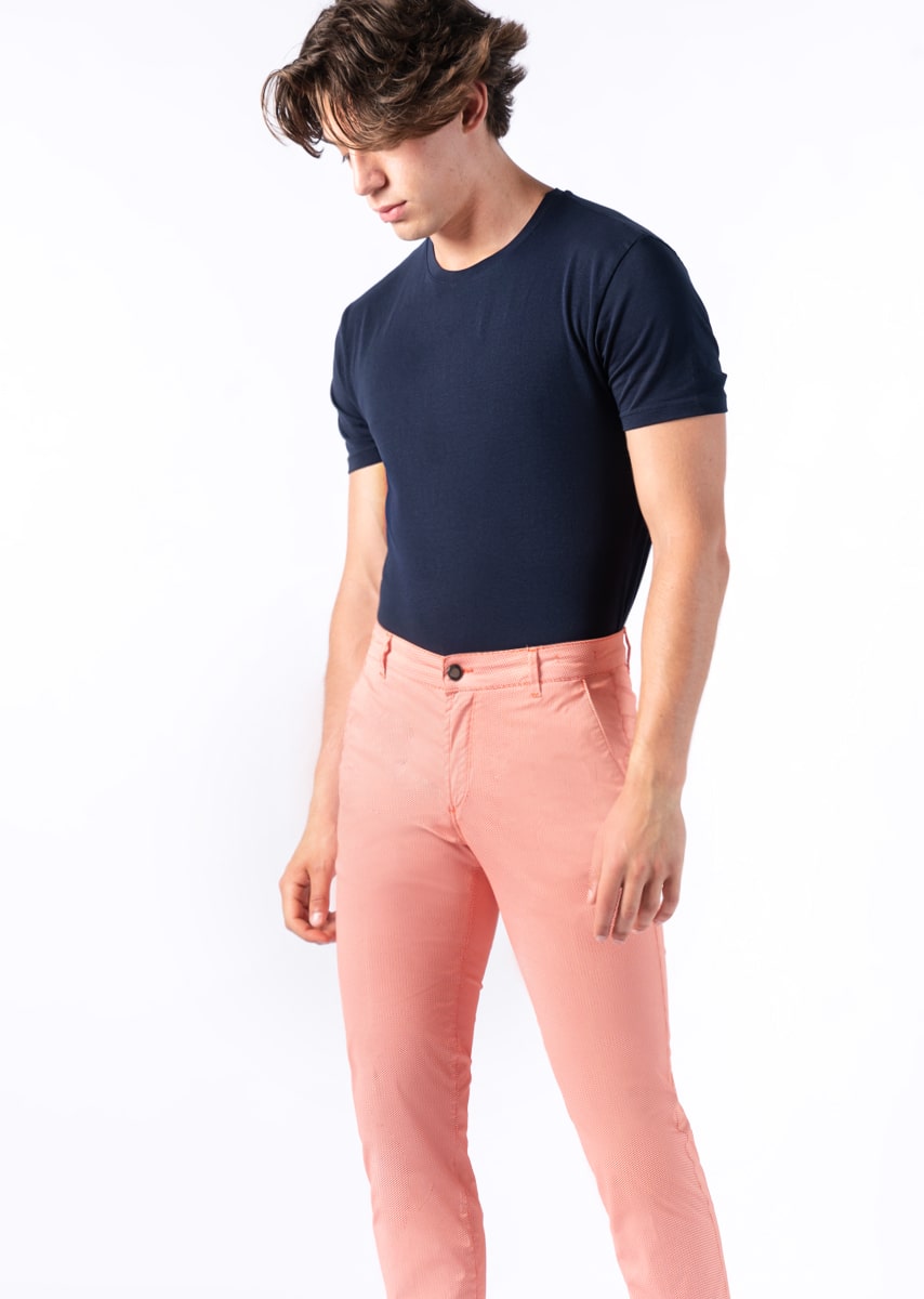 CHINOS SAND - Raso Stretch PPT con stampa disegno "Micro fantasia" - N09 311 CARROT TDR