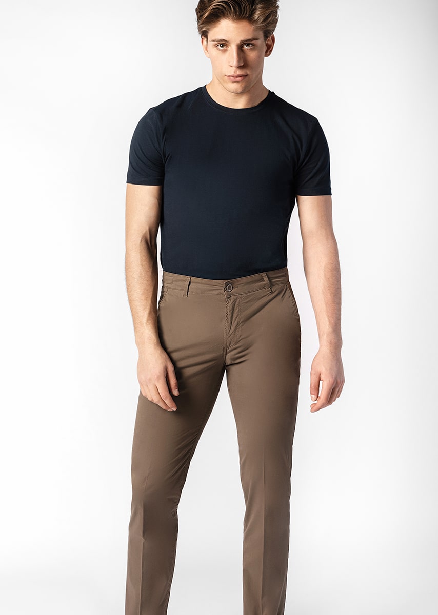 CHINOS REY 17 - Gabardina Leggera Stretch PPT - 09T 781 MOKA TDR
