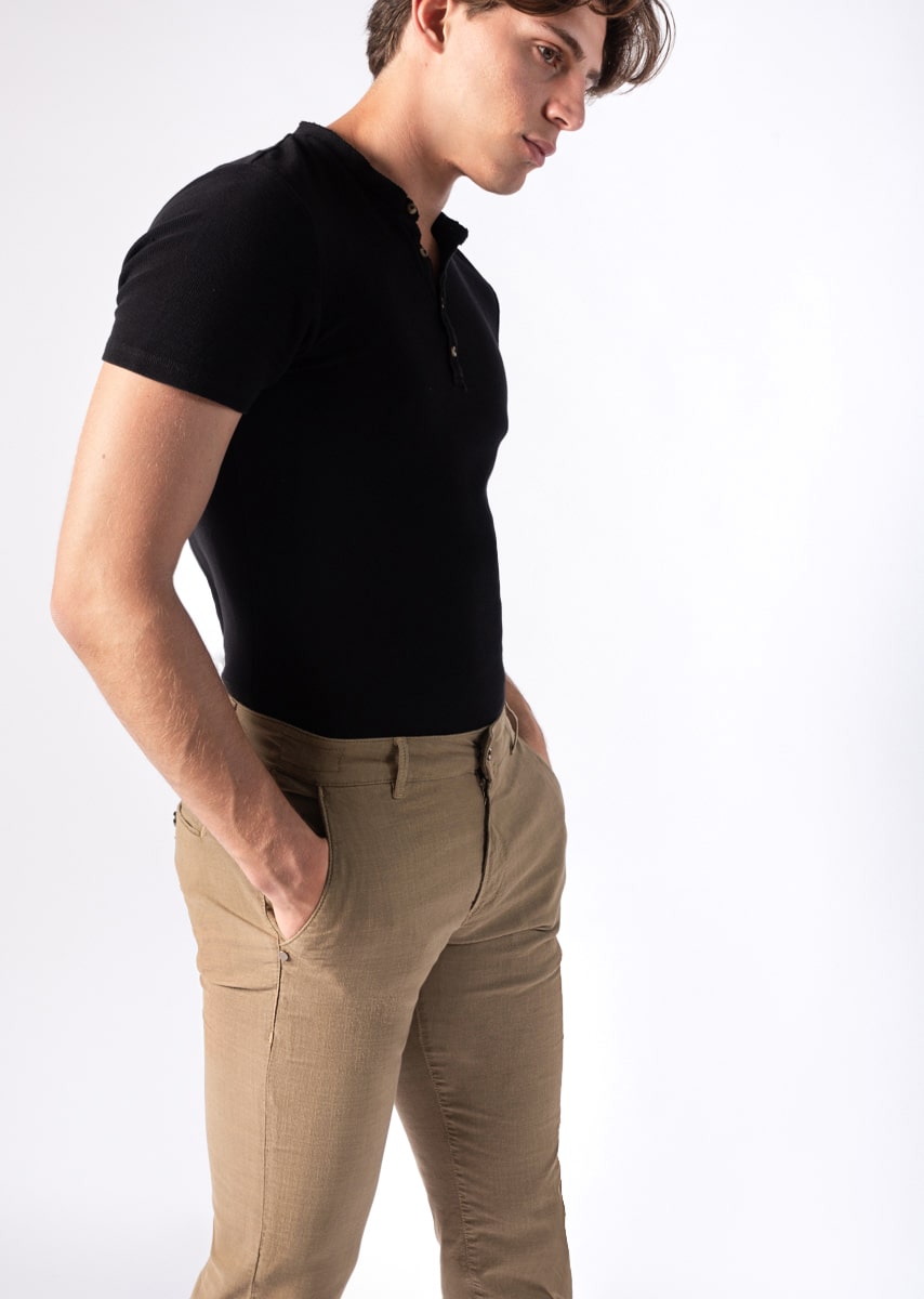 CHINOS REY 17 - Tinto Filo Stretch PPT disegno "Micro fantasia" - F48 727 NUT TDR