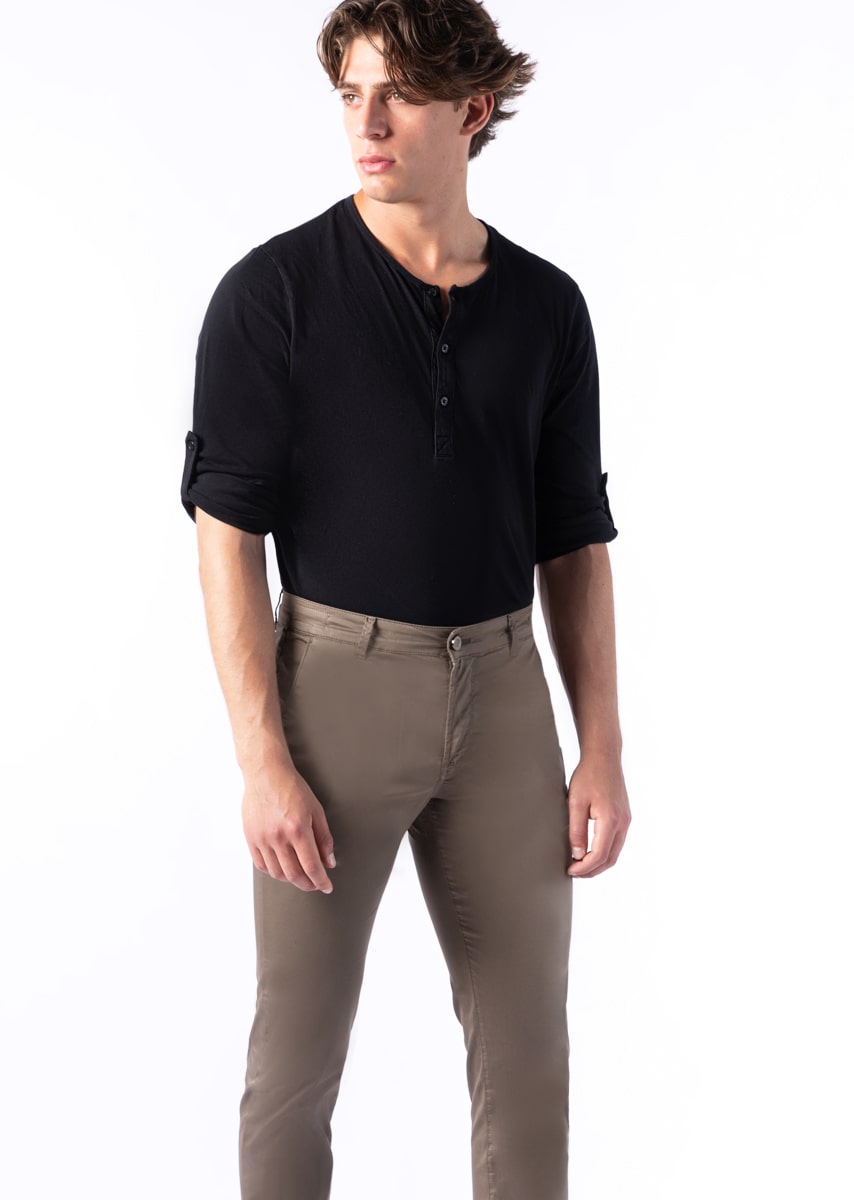 CHINOS SAND - Tessuto Tecnico Stretch PPT High-Performance con Interno Color - N02 781 MOKA TDR