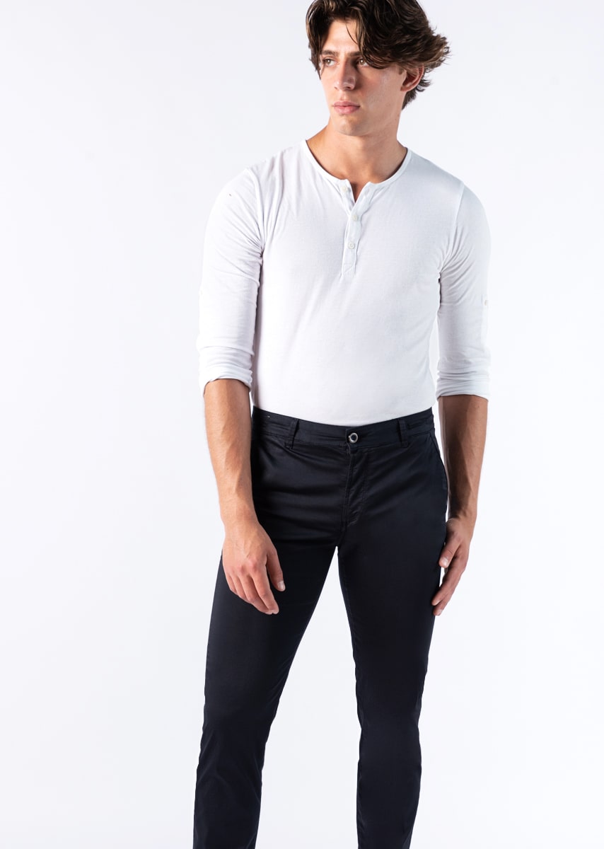 CHINOS SAND - Tessuto Tecnico Stretch PPT High-Performance con Interno Color - N02 882 BLU NOTTE TDR