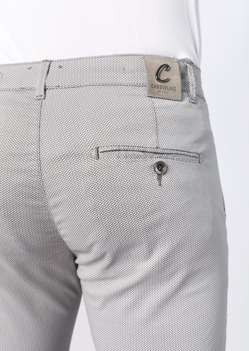 CHINOS REY 17 - Raso Stretch PPT con stampa disegno "Micro fantasia" - N09 924 CEMENTO TDR