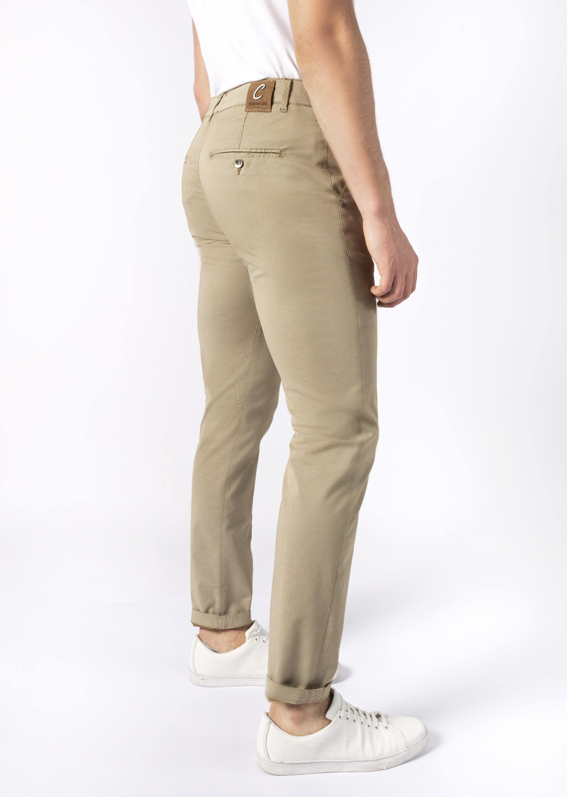 CHINOS REY 17 - Raso Stretch PPT con stampa disegno "Micro fantasia" - N09 727 NUT TDR