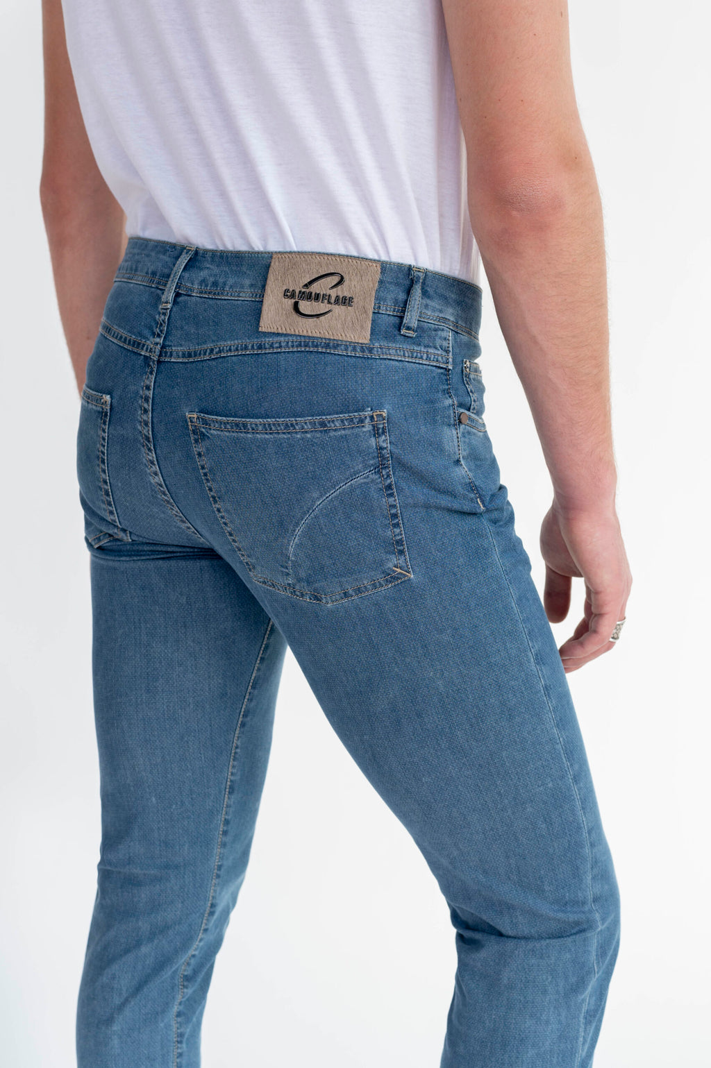 BEST FIVE - Blu Denim Stretch Ultra Light con Micro Disegno - D41 A379