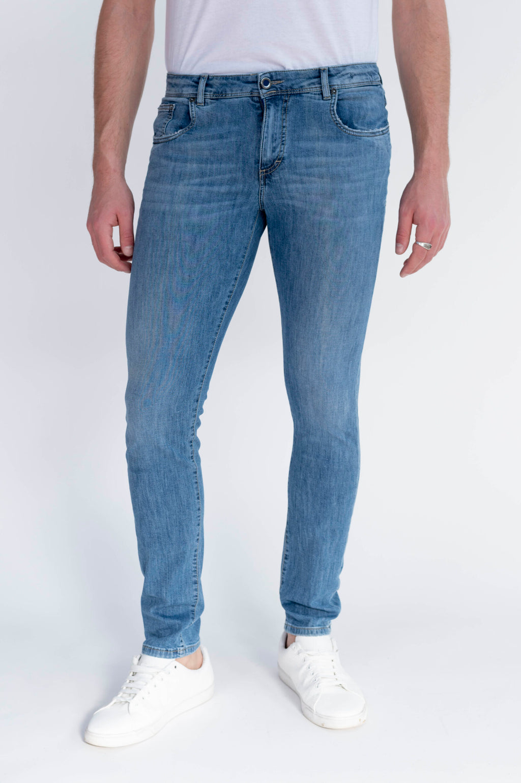 BEST FIVE - Blu Denim Stretch Leggero Misto Seta - 01D A520